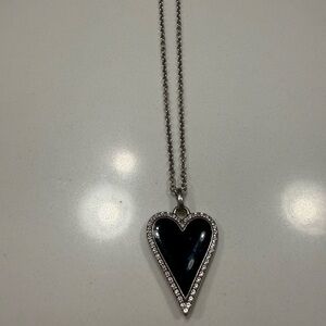 Brighton Black Heart Necklace with Silver Accents